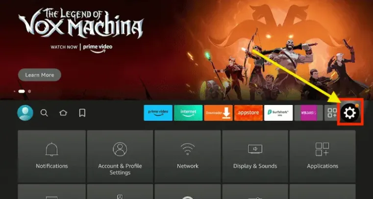Step 2: Click on the Settings icon